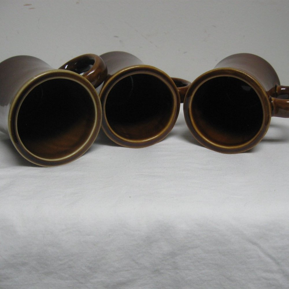 Retro Diner Mugs Vintage 70s Brown Stoneware Set of 3 Restaurantware - Picture 5 of 5
